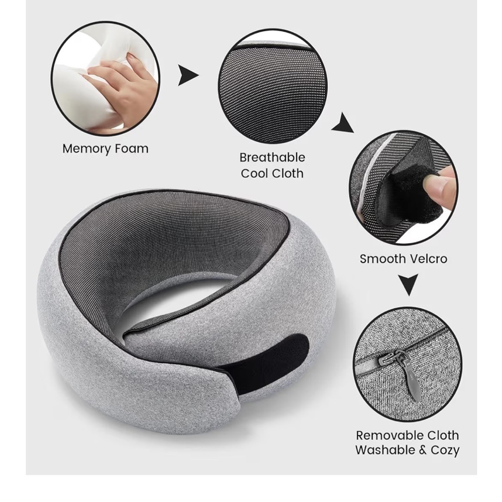 Light Grey Travel Neck Pillow - Picture 4 of 6